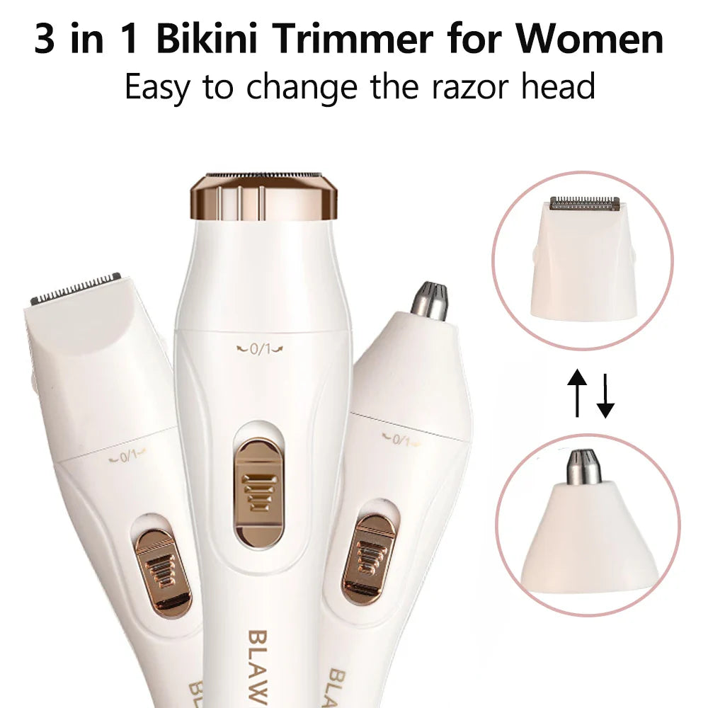 Electric Shaver for Women – Portable Painless Bikini, Facial & Body Trimmer for Underarms and Legs