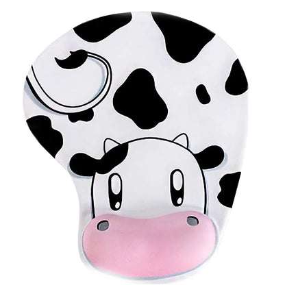 Cow Ergonomic Mouse Pad with Wrist Support - Non-Slip Rubber Base for Computer Use