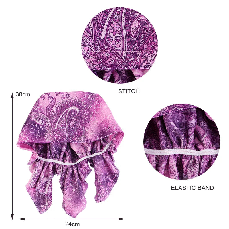 Women’s Satin Pre-Tied Turban – Paisley Pattern Muslim Headband & Chemo Hair Scarf Head Wrap Bandana