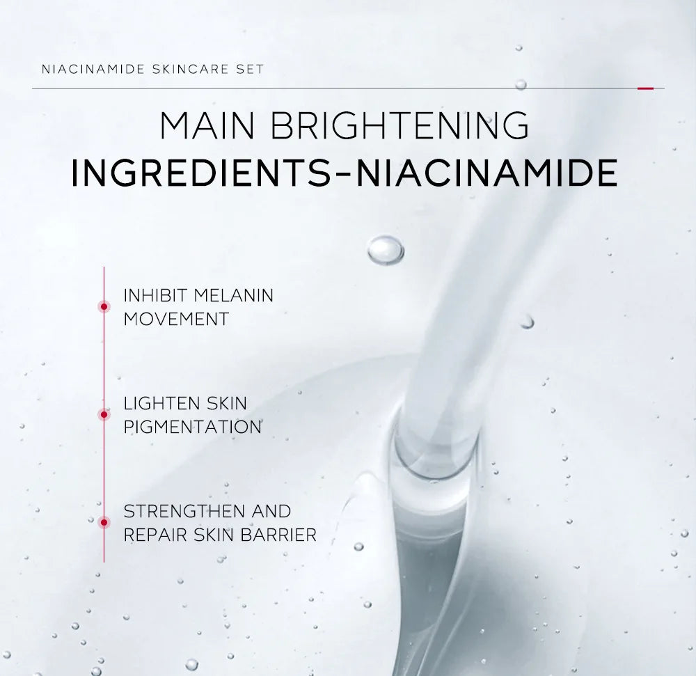 Niacinamide Skin Care Set – Oil Control, Anti-Wrinkle & Whitening Face Serum, Cream, Toner 4-Piece Kit