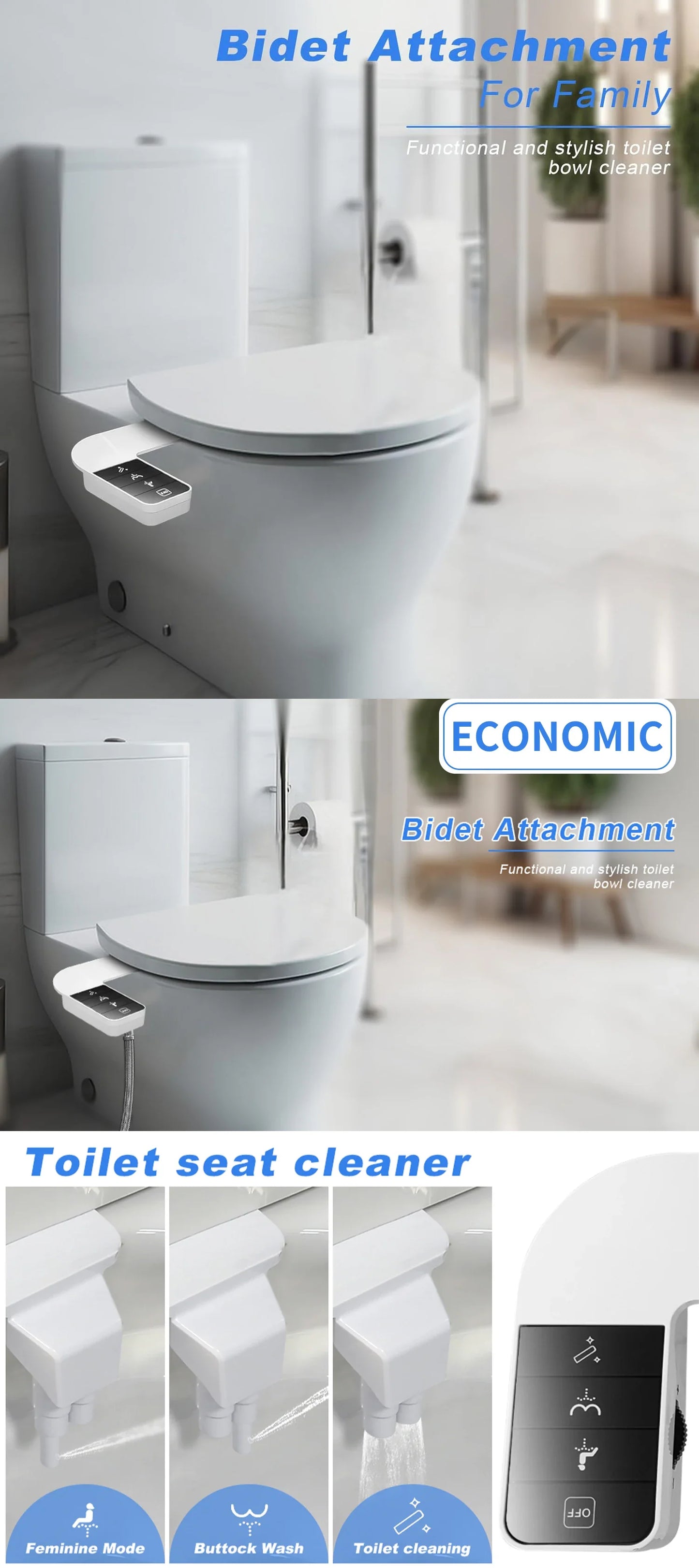 ITAX Self-Cleaning Bidet Attachment – Non-Electric Ultra-Thin Dual Nozzle with Side Arm Control for Toilet Seat