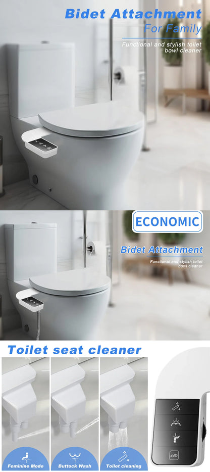 ITAX Self-Cleaning Bidet Attachment – Non-Electric Ultra-Thin Dual Nozzle with Side Arm Control for Toilet Seat