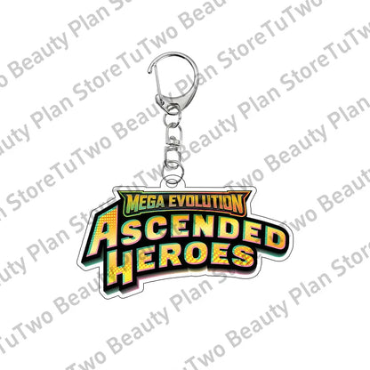Anime PTCG Mega Evolution Acrylic Keychain – Pocket Monster Logo Cartoon Bag Pendant Keyring Collectible Gift Toy Series