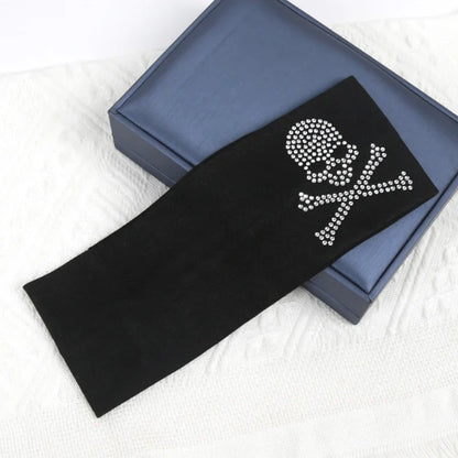 Skull Rhinestone Hairband - Retro Punk Wide-Edge Sports Headband with Elastic Anti-Sweat Design