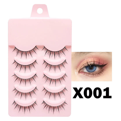 Manga Style Soft Natural False Eyelashes Wispy Thick Daily Wear Makeup Lashes