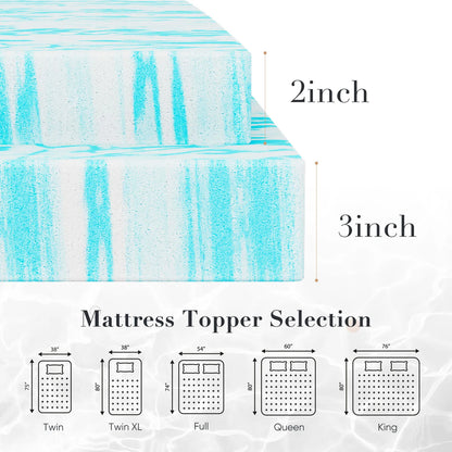2-3 Inch Gel Memory Foam Mattress Topper - Full Size Cooling, Soft, and Breathable Bed Topper for School Bedroom