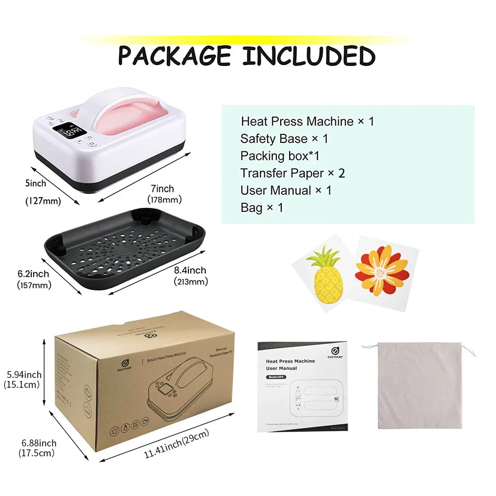 7x5 Portable Heat Press Machine – Fast Heating Sublimation Press for T-Shirts, Beginner & Home Business Friendly