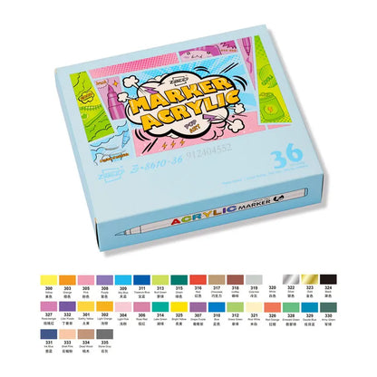 18/60-Color Acrylic Paint Pens – Brush Marker Set for Rock Painting, Glass, Ceramic, Fabric & DIY Art Supplies