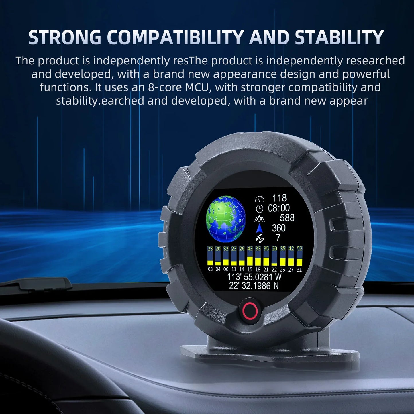 X95 Car GPS Digital Head-Up Display – Inclinometer Speedometer with Slope, Pitch, Altitude & Latitude Meter