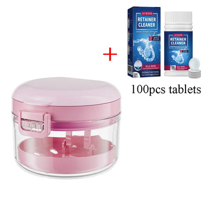 2-in-1 Multi-Layer Denture Case – Complete Denture Bath & Cleaning Cup for Retainer Care
