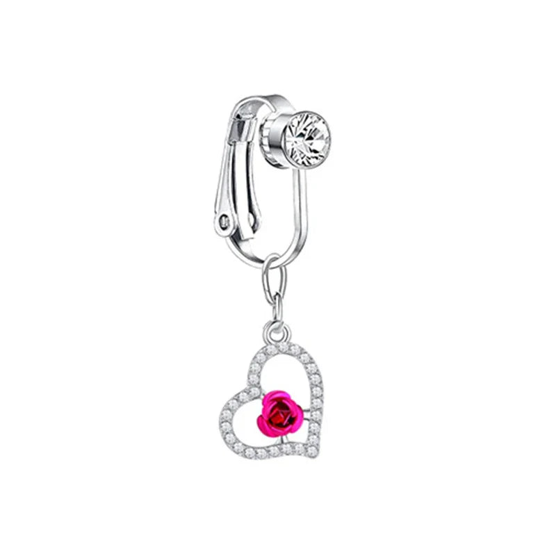 Faux Butterfly Leaves Belly Piercing – Dangling Clip-On Fake Navel & Cartilage Earring for Umbilical Piercing