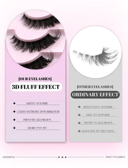 GROINNEYA Cat Eye False Eyelashes – Natural Long Clear Band Winged End Faux Mink Lashes for Eye-Enhancing Makeup