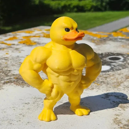 Muscle Duck 3D Statue – Cute Whimsical Desktop & Bookshelf Figurine, Indoor/Outdoor Home Decoration Accessory