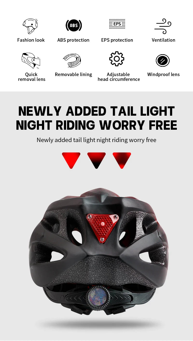 X-TIGER Cycling Helmet – Ultralight MTB Bike Helmet with LED Lights, Integrally-Molded Sports Safety Hat & Goggles Visor