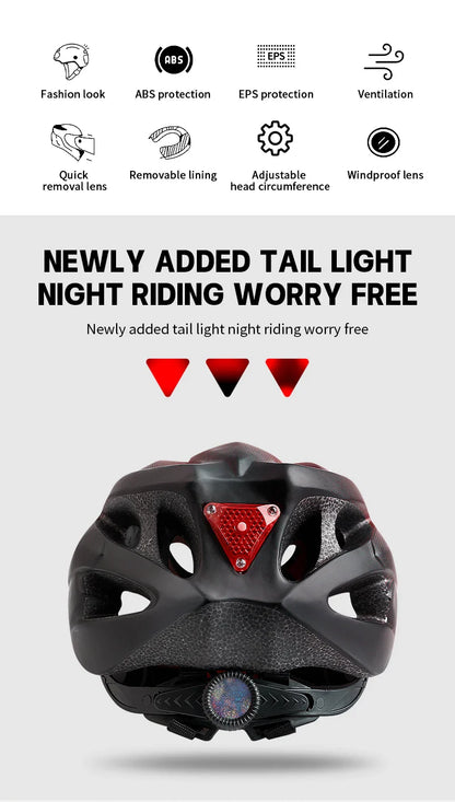 X-TIGER Cycling Helmet – Ultralight MTB Bike Helmet with LED Lights, Integrally-Molded Sports Safety Hat & Goggles Visor