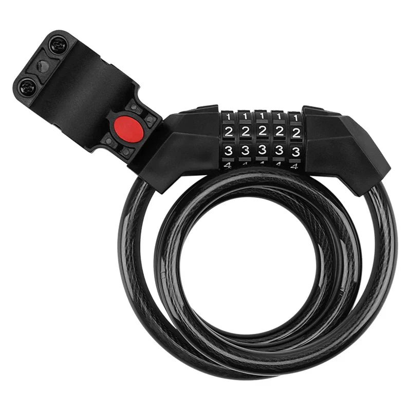 Universal Bicycle Lock - Mountain Bike 5 Digit Password Lock - Portable Anti-theft Security Steel Chain Motorcycle Lock