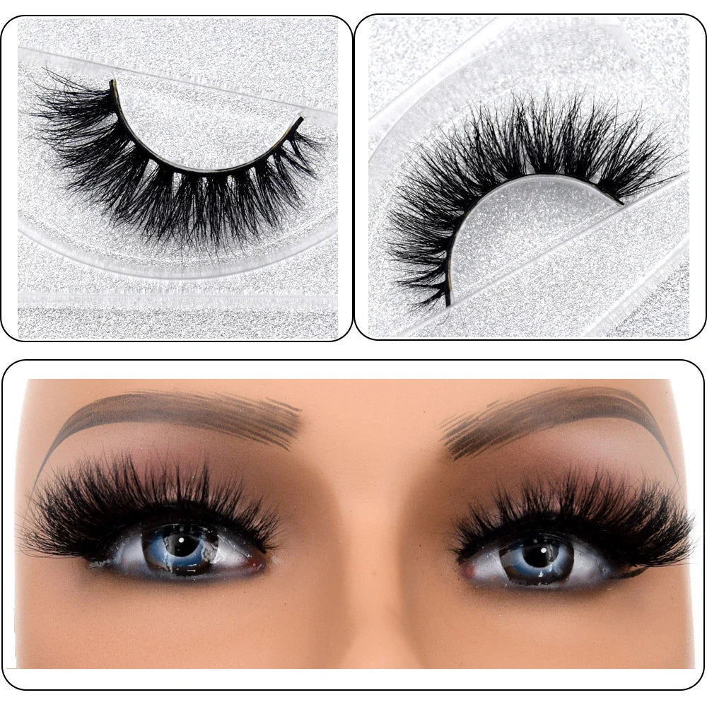 3D Real Mink False Eyelashes – Thick Handmade Strip Lashes with Glitter Packing for Makeup Beauty D101