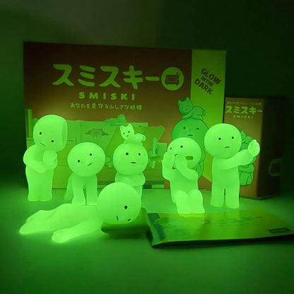 Sonny Angel Smiski Work Series – Mystery Noctilucent Green Doll, Cartoon Action Figures, Desktop Blind Box Model, Gift Toy