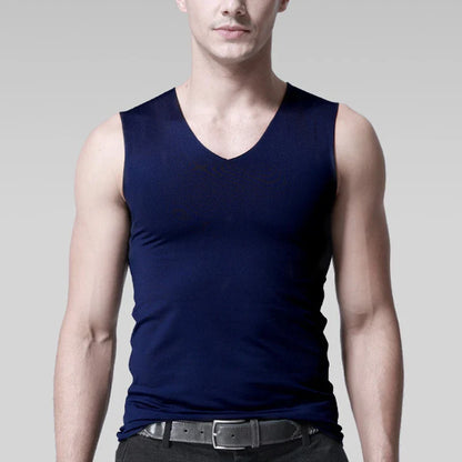 Men’s Silk Tank Top – Seamless Sleeveless Sport Vest, Plain Casual Summer Undershirt for Gym & Everyday Wear