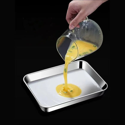 Kitchen Stainless Steel Rectangle Serving Tray – Food Storage Plate for Restaurant & Home
