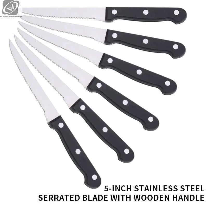 1/4/6/8/12-Pc Steak Knife Set – Full Tang Serrated Stainless Steel Knives for Beef, Bread & Restaurant Table Dinner Use