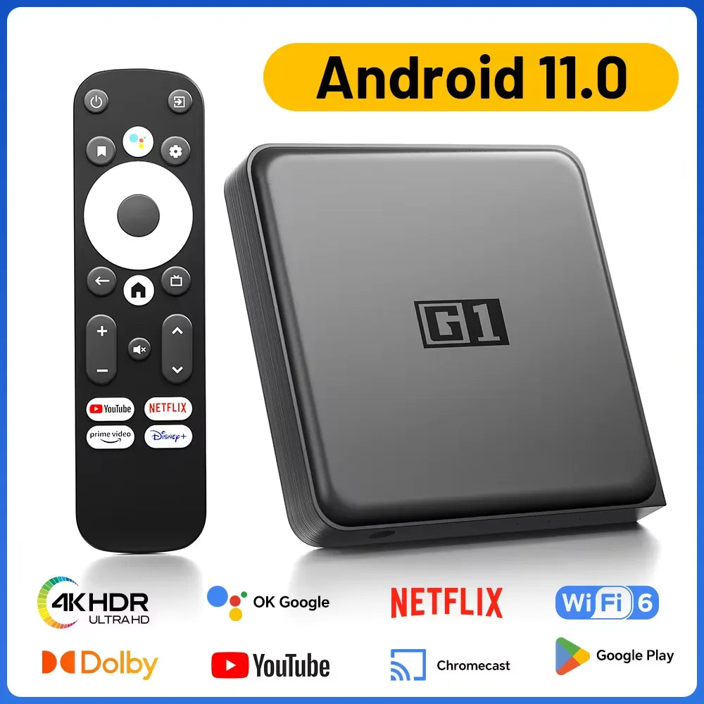 Kinhank G1 Android TV Box – Google Certified 4K Media Player with Netflix, WiFi 6, Dolby Vision, Amlogic S905X4, 4GB+32GB