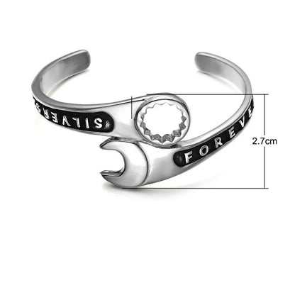 Domineering Wrench Bracelet for Men - Open Cuff Motorcycle Biker Punk Rock Party Jewelry Gift