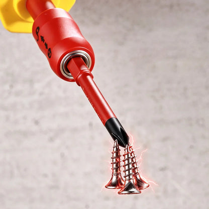 Insulated Magnetic Screwdriver Set - Interchangeable Phillips & Slotted Bits for Electrical & Motorcycle Repair