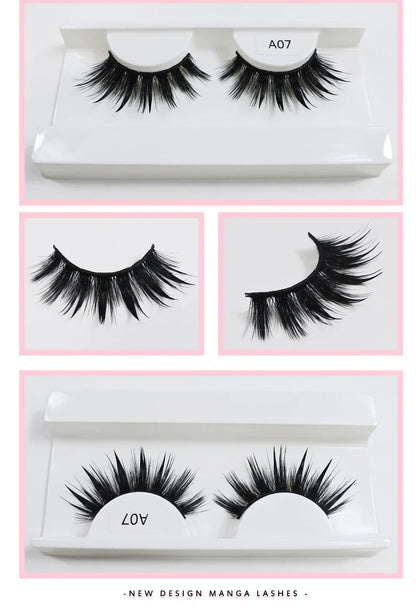 RED SIREN Wet Manga Lashes – Long, Thick Natural Fake Eyelashes for Korean Makeup Fashion