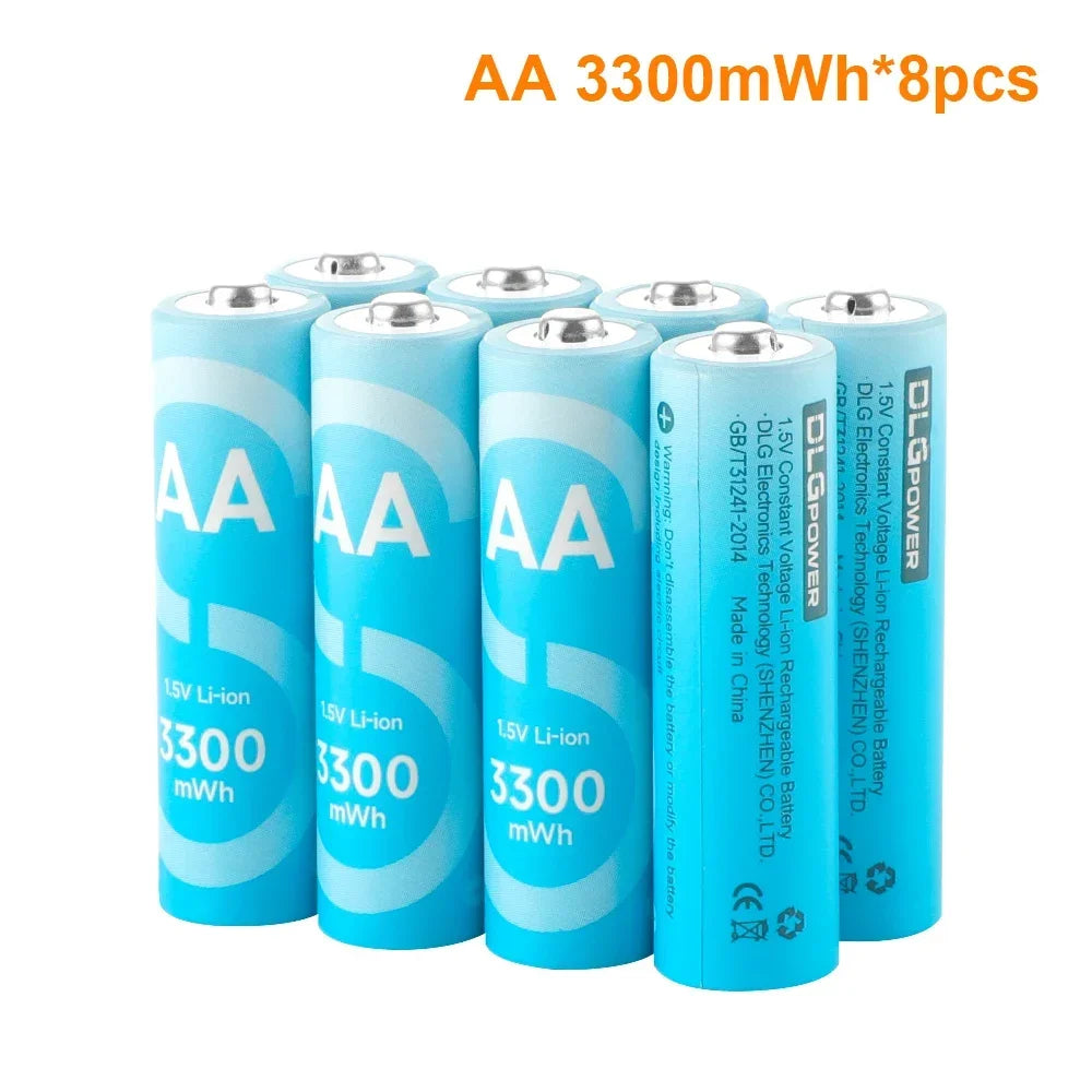DLGPOWER 1.5V AA/AAA Rechargeable Lithium Batteries with Charger – for Camera, Electric Toy, Remote Control, Game Controller