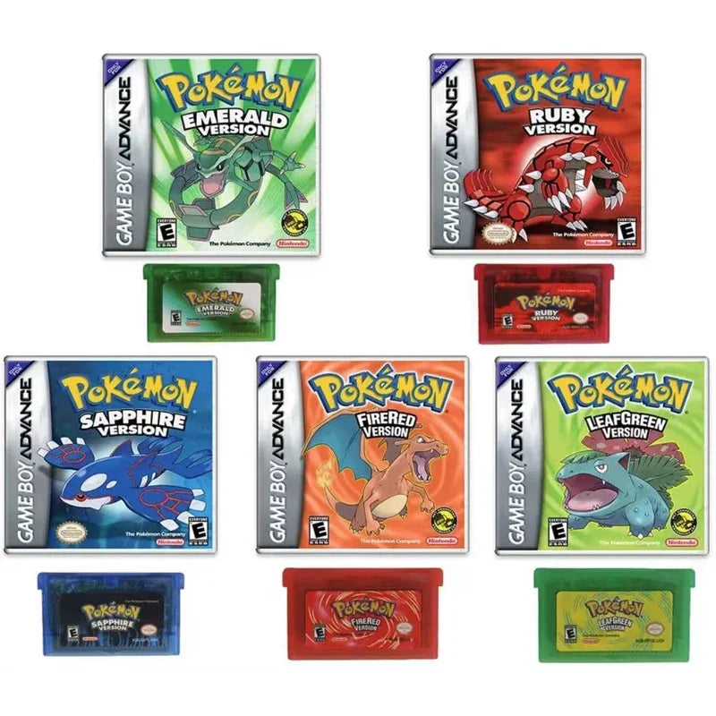 Pokemon GBA Game Cartridge Series — Emerald, Ruby, FireRed, LeafGreen, Sapphire (No Manual)