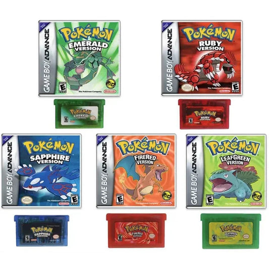 Pokemon GBA Game Cartridge Series — Emerald, Ruby, FireRed, LeafGreen, Sapphire (No Manual)
