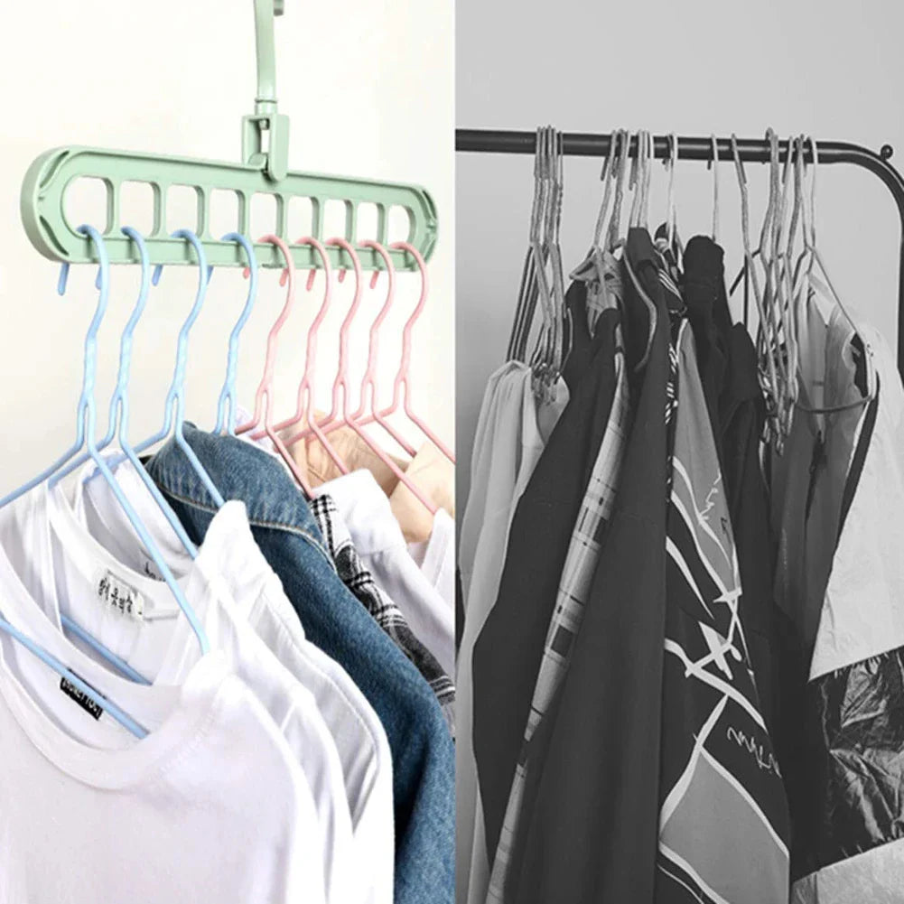 9-Hole Multi-Function Clothes Hanger Organizer – Space-Saving Folding Magic Rack for Scarves & Clothes