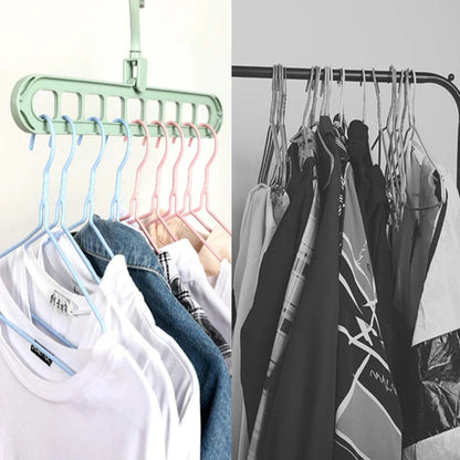 9-Hole Multi-Function Clothes Hanger Organizer – Space-Saving Folding Magic Rack for Scarves & Clothes