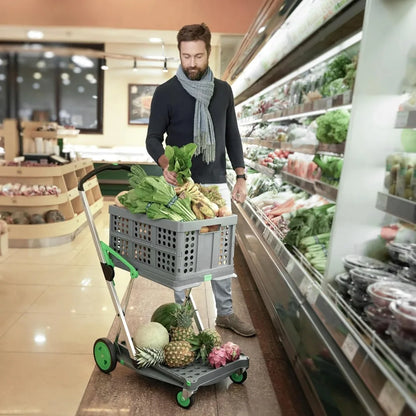 Original German-Made Collapsible Multi-Use Folding Cart — Mobile Trolley & Shopping Wagon