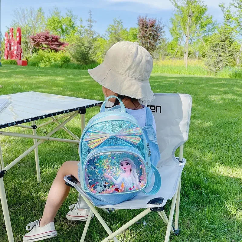 Disney Frozen Elsa & Anna Sequins Backpack - Fashion Glitter PU Leather School Bag for Girls, Kawaii Travel Backpack & Christmas Gift