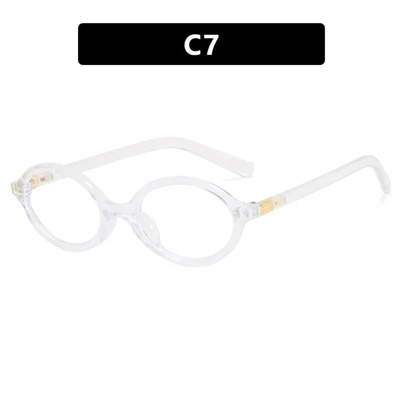 Oval Small Frame Retro Glasses for Women - Korean Plain Style Anti-Blue Light Eyewear, Ladies Optical Spectacles