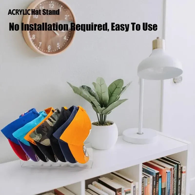 Stackable Acrylic Baseball Cap Rack — Rectangular Hat Organizer Stand for Display and Storage