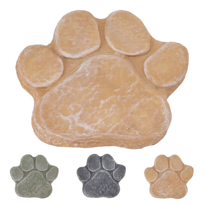 Dog Pawprint Memorial Stone – DIY Lettering Dog Grave Marker Pet Monument for Outdoor Lawn & Patio (15.5x17.5cm)