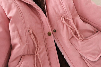 2024 Women's Winter Cotton Jacket – Slim Fit Hooded Parka, Embroidered Padded Warm Casual Overcoat