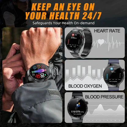 2025 Nursing-Grade Smartwatch — Blood Oxygen, Lipid, Uric Acid, ECG+PPG, Body Temperature & Bluetooth Call Health Tracker