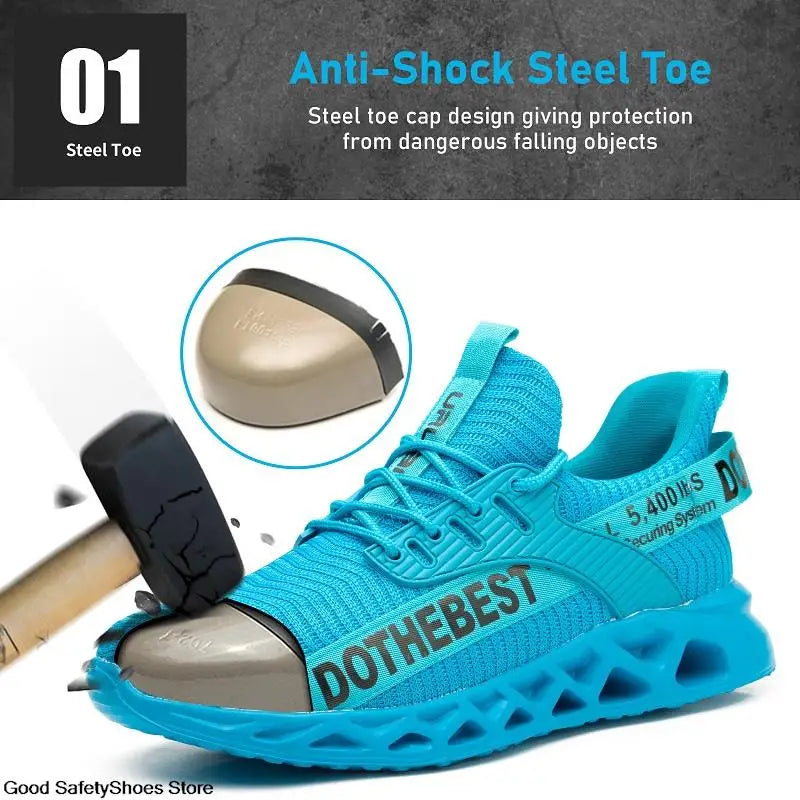 Steel Toe Safety Shoes for Men & Women – Lightweight Puncture-Proof Work Sneakers, Unisex Construction Boots