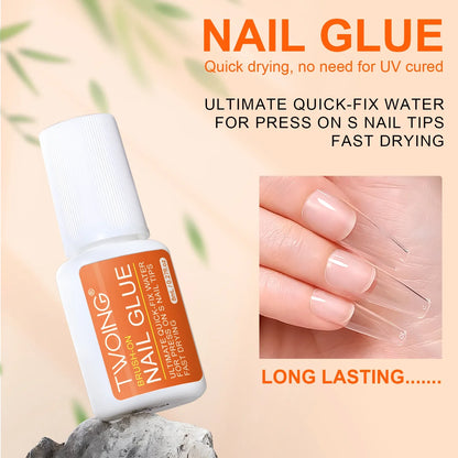 Twoing Waterproof Nail Adhesive — Long-Lasting, Fast-Drying, Formaldehyde-Free Glue for Acrylic & Fake Nails