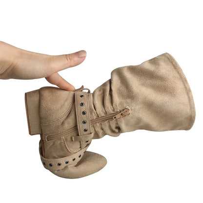 Wedopus Women’s Customized Heel Western Dance Boots – Black Suede Cowboy Shoes for Urban Dancing