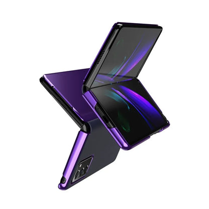 Smart Flip Case for Samsung Galaxy Z Fold – PU Leather Mirror Plating Kickstand Cover, Shockproof Funda for Fold 2/3/4/5/6 & W21/W22 5G