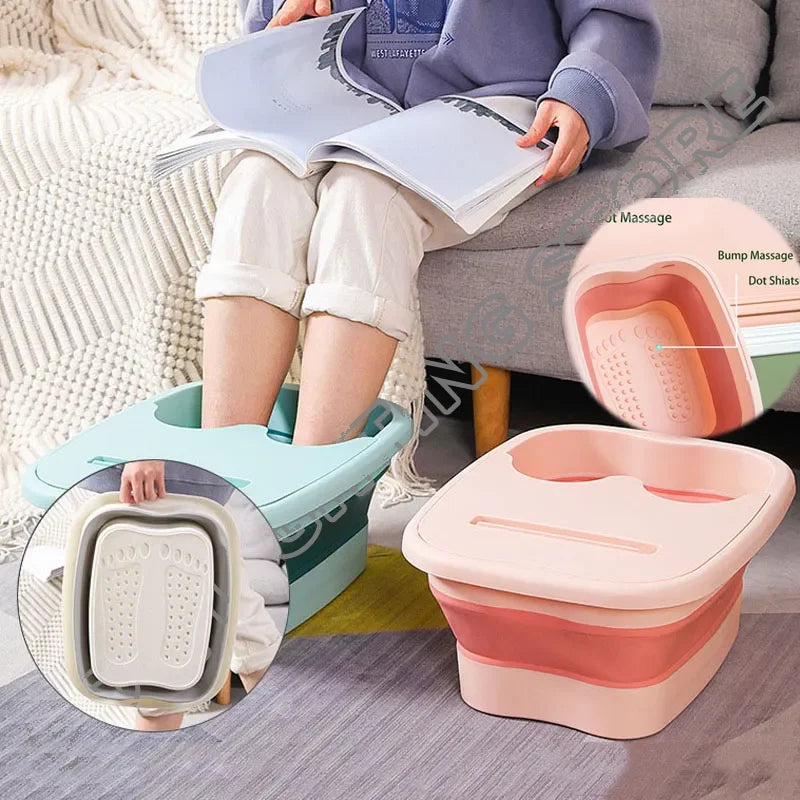 Foldable Footbath Massage Spa Bucket - Portable Soaking Basin for Home Sauna, Pedicure Bath, and Household Relaxation