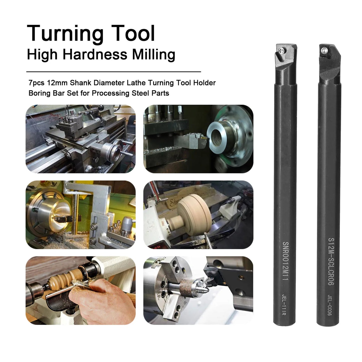 8-16mm Lathe Turning Tool Holder — Boring Bar & CNC Metal Cutter Rod with Shank and Inserts