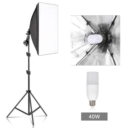 30W-40W Photography Softbox Lighting Kit – 50x70CM Continuous Soft Light for Studio and Portrait Shooting