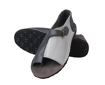 Women’s Retro Summer Sandals 2025 – PU Leather Peep Toe Flat Beach Slippers with Buckle Strap, Casual Comfort Shoes