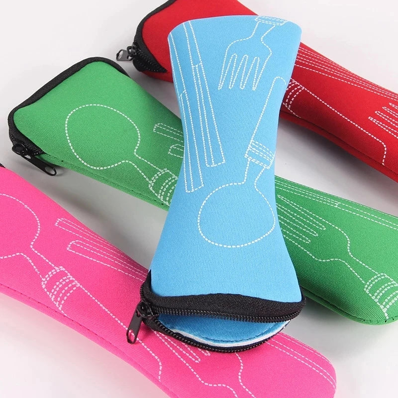 Portable Tableware Storage Bag – Cutlery Packaging Pouch for Forks, Spoons, Knives, Travel Dinnerware Case with Zipper